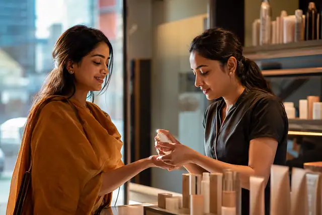 Beauty store counter