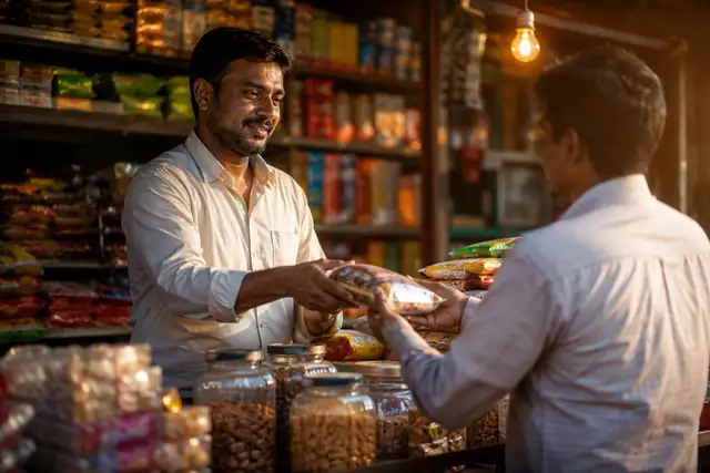 Kirana store shelves