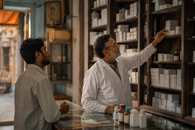 Chemist shop counter